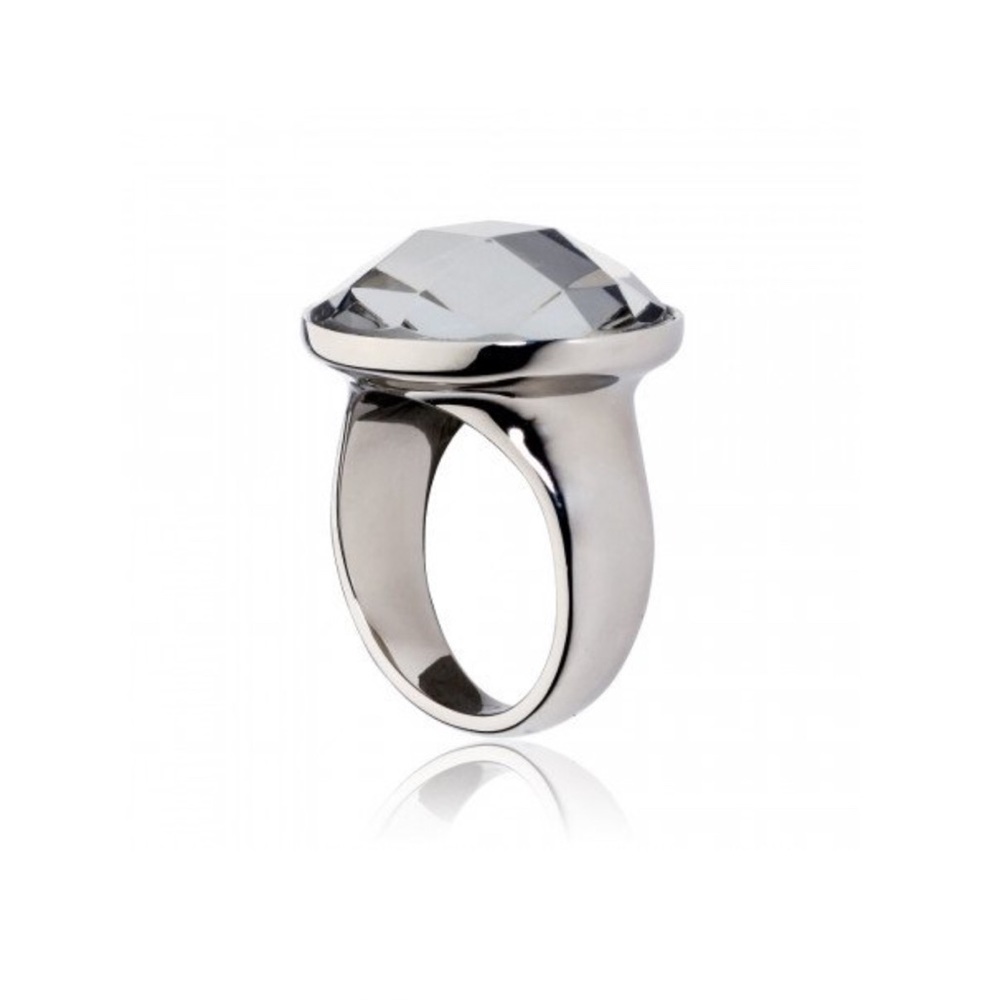 Calvin Klein GREY OVAL STONE SILVER RING SIZE 6 nwt cocktail ring - Picture 3 of 3